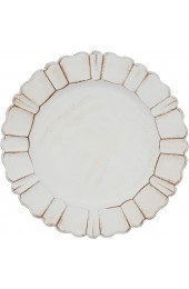 SARO LIFESTYLE Sousplat Collection Scalloped Ruffled Charger Plates Set of 4 13 Ivory