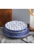 Selamica 8 inch Porcelain Dinner Plates Large Size Serving Plate for Salad Pancakes Steak Set of 6 Vintage Blue