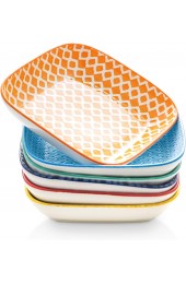 Selamica Porcelain 8-inch Square Dinner Plates Salad Pasta Bowls Set of 6 Assorted Colors