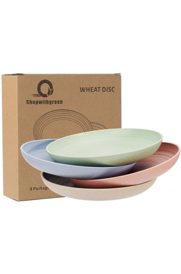 shopwithgreen Lightweight Wheat Straw Plates 4 Pack 7.87'' Unbreakable Dinner Plates Dishwasher & Microwave Safe BPA free for Kids Toddler & Adults