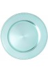 Simply Elegant Beaded Edge Plastic Charger Plate | Service Plate for Parties Dinner Weddings Quinceaneras and Events | 13 inch Diameter | Aqua Gloss Finish | Set of 6