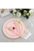 SUT 120 PCS Easter Pink Plastic Plates Disposable Gold Cutlery with Pink Handle Perfect for Party and Shower, Includes: 24 Dinner Plates 24 Dessert Plates 24 Knives 24 Forks 24 Spoons
