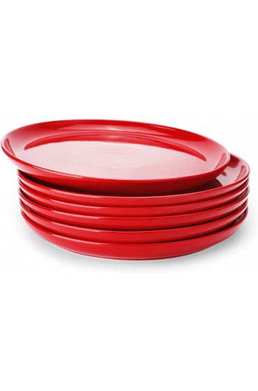 Sweese 154.604 Porcelain Round Dinner Plates 10 Inch Set of 6 Red
