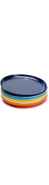 Sweese 156.002 Porcelain Fluted Dinner Plates 10 Inch Set of 6 Multicolor Hot Assorted Colors