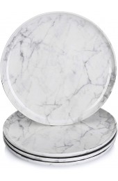 Sweese 162.499 Dinner Plates 10 Inches Porcelain Salad Serving Dishes for Kitchen Marble Fiestaware Plates Microwave Dishwasher Oven Safe Dinnerware Set of 4