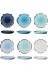 Sweese 165.003 Porcelain Round Dessert Salad Plates 7.4 Inch Set of 6 Cool Assorted Colors