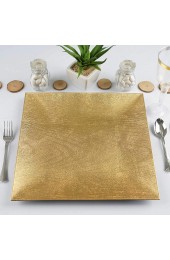 TABLECLOTHSFACTORY 6 Pack 12 Square Wooden Textured Gold Acrylic Charger Plates Wedding Party Dinner Servers Chargers for Tabletop Decor