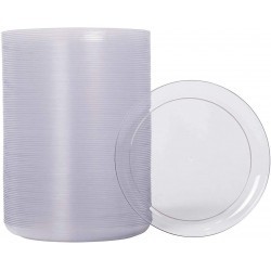 Zappy 100 Disposable Plastic Dessert Plates Premium Quality Plastic Plates 6" Hard Disposable Plastic Plates Clear Appetizer Dinner Party Plates Great Dessert Appetizer Wedding Plates Party Plates