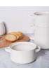 24 Oz Soup Bowls with Handles Delling Ceramic Crocks for French Onion Soup Cereal Chilli Porcelain Serving Soup Bowl Set of 6 White