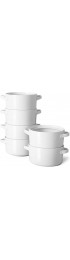24 Oz Soup Bowls with Handles Delling Ceramic Crocks for French Onion Soup Cereal Chilli Porcelain Serving Soup Bowl Set of 6 White