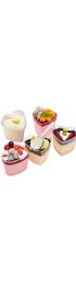 4oz 140ml Mini Dessert Cups Clear Tasting Sample Shot Glasses 25 Piece Reusable of Plastic Heart-Shaped Dessert Cups + Lid + Spoon Suitable for Cheese Desserts Jelly Mousse  Ice Cream