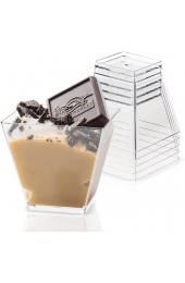 50 Pack 3.5 Oz Plastic Mini Dessert Cups,Square Clear Parfait Cups for Chocolate Desserts Appetizers,Dessert Samplers,Dessert Shot Glasses & More