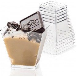 50 Pack 3.5 Oz Plastic Mini Dessert Cups,Square Clear Parfait Cups for Chocolate Desserts Appetizers,Dessert Samplers,Dessert Shot Glasses & More