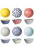 Amazingware Porcelain Bowls 18 Ounce for Cereal Soup Salad and Pasta Set of 6 Assorted Designs