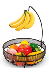 Auledio Fruit Basket Bowl with Banana Tree Hanger Vegetables Storage Snacks holder Rack Bread Stand