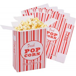 Bekith 100 Pack Paper Popcorn Boxes Close-Top Popcorn Containers Cups Bucket for Movie Party and Theater Night