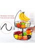 Bextsrack 2 Tier Fruit Basket Bowl with Banana Hanger for Kitchen Countertop Detachable Fruit Vegetable Storage Holder Display for Kitchen Black