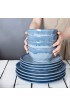 Bosmarlin Ceramic Soup Bowl Set of 4 28 Oz Cereal Bowl for Oatmeal Dishwasher and Microwave Safe Reactive Glaze Blue 6 inches