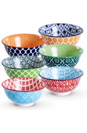 Ceramic Cereal Bowls Lareina 23 Ounce Bowls Set Porcelain Bowls for Kitchen Vibrant Colors bowls set for Soup Dessert Small Salad Pasta or Oatmeal Set of 6