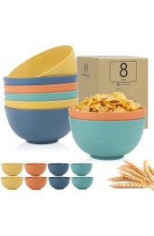 Cereal Bowls 8 Pieces Unbreakable Wheat Straw Bowls Set 26 OZ Microwave and Dishwasher Safe BPA Free And Reusable Lightweight Bowl For Rice Noodle Soup Snack Salad Fruit Mutil Color