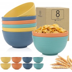 Cereal Bowls 8 Pieces Unbreakable Wheat Straw Bowls Set 26 OZ Microwave and Dishwasher Safe BPA Free And Reusable Lightweight Bowl For Rice Noodle Soup Snack Salad Fruit  Mutil Color