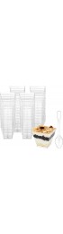 Colovis Mini Dessert Cups 100 CT 2oz Clear Plastic Parfait Appetizer Cups with Spoons Mini Square Dessert Bowls for Serving Tasting 100