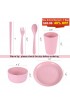 DeeCoo Wheat Straw Dinnerware Sets of 4 24pcs Unbreakable and Lightweight Serving Bowls Cups Plates Chopsticks Forks Spoons Set Microwave & Dishwasher Safe Dish Bowl for Kids or Picnics