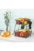 Fruit Basket GSlife 2 Tier Fruit Basket with Banana Hanger Detachable Fruit Bowl Vegetable Storage Produce Basket for Kitchen Counter Pantry Large Black