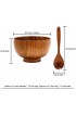 GoodHome Handmade Japanese Wooden Bowls and Spoons for Rice Soup Salad Dip and Decoration 4 Sets 4.5 inch Diameter 4 Bowls and 4 Spoons