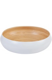 HABITAS Spun Bamboo Fruit Bowl For Kitchen Counter Decorative Bowl Large Serving Bowl Or Fruit Basket For Kitchen White