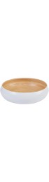 HABITAS Spun Bamboo Fruit Bowl For Kitchen Counter Decorative Bowl Large Serving Bowl Or Fruit Basket For Kitchen White