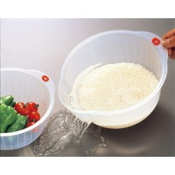 Inomata Japanese Rice Washing Bowl with Strainer 2 quart