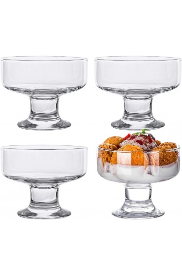 Kingrol 4 Pack Glass Dessert Bowls 6.5 oz Crystal Glass Bowls for Ice Cream Fruit Pudding Snack Cereal Nuts Premium Glass Serving Dishes Mini Trifle Bowl