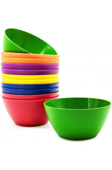 Plastic Bowls set of 12 Unbreakable and Reusable 6-inch Plastic Cereal Soup Salad Bowls Multicolor | Microwave Dishwasher Safe BPA Free