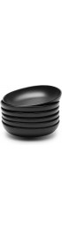 Wide and Shallow Porcelain Salad and Pasta Bowls Set of 6 24 Ounce Microwave and Dishwasher Safe Serving Dishes Matte Black