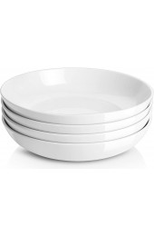 Y YHY 9.75 Large Pasta Bowls 50 Ounces Big Salad Bowls Ceramic Serving Bowl Set of 4 Wide and Shallow Bowls Set Microwave and Dishwasher Safe White