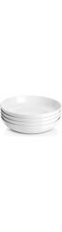 Y YHY 9.75" Large Pasta Bowls 50 Ounces Big Salad Bowls Ceramic Serving Bowl Set of 4 Wide and Shallow Bowls Set Microwave and Dishwasher Safe White