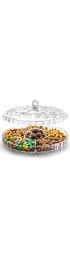 ZOOFOX Snack Serving Tray 12" Appetizer Tray with Lid 6 Compartments Round Plastic Food Storage Organizer for Dried Fruits Nuts Candies Sweet Cookies and Fruits  Clear