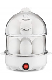 BELLA 17288 Double Cooker Rapid Boiler Poacher Maker Make up to 14 Large Boiled Eggs Poaching and Omelete Tray Included Stack White