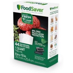 FoodSaver 1-Quart Precut Vacuum Seal Bags with BPA-Free Multilayer Construction for Food Preservation Freezer Bags & Sous Vide Bags 44 Count