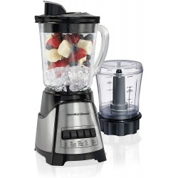 Hamilton Beach Power Elite Blender with 40oz Glass Jar and 3-Cup Vegetable Chopper 12 Functions for Puree Ice Crush Shakes and Smoothies Black and Stainless Steel 58149