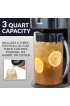 HomeCraft HCIT3BS 3-Quart Black Stainless Steel Café' Iced Tea And Iced Coffee Brewing System 12 Cups Strength Selector & Infuser Chamber Perfect For Lattes Lemonade Flavored Water Large Pitcher