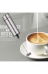 Milk Frother Handheld Battery Operated Coffee Frother for Milk Foaming Latte Cappuccino Frother Mini Frappe Mixer for Drink Hot Chocolate Stainless Steel Silver