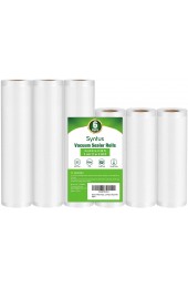 Syntus Vacuum Sealer Bags 6 Pack 3 Rolls 11 x 20' and 3 Rolls 8 x 20' Commercial Grade Bag Rolls Food Vac Bags for Storage Meal Prep or Sous Vide