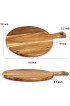 Acacia Wood Cutting Board with Handle Wooden Chopping Board Countertop Round Paddle Cutting Board for Meat Bread Serving Board Charcuterie Board Circular Circle Cutting Board