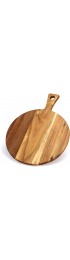 Acacia Wood Cutting Board with Handle Wooden Chopping Board Countertop Round Paddle Cutting Board for Meat Bread Serving Board Charcuterie Board Circular Circle Cutting Board