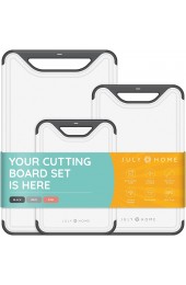 Cutting Boards for Kitchen Plastic Cutting Board Set of 3 Dishwasher Safe Cutting Boards with Juice Grooves Thick Chopping Boards for Meat Veggies Fruits Easy Grip Handle Non-Slip Black