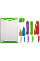 EatNeat 12-Piece Colorful Kitchen Knife Set 5 Colored Stainless Steel Knives with Sheaths Cutting Board and a Sharpener Razor Sharp Cutting Tools that are Kitchen Essentials for New Home