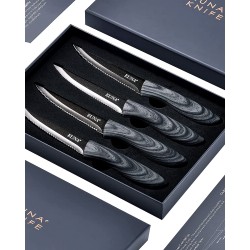 EUNA 4 PCS Kitchen Knife Boxed Set Ultra Sharp Japanese Knives with Sheaths and Gift Box Chefs Knives Set for Professional Multipurpose Cooking with PP Ergonomic Handle 4.5 Inch