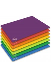 Fotouzy Plastic Cutting Board Set of 7 Colorful Flexible Cutting Mats With Food Icons BPA-Free Non-Porous Upgrade 100% Non-Slip and Dishwasher Safe Raibow Colors